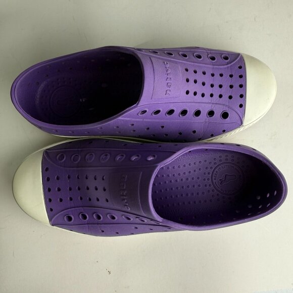 Native Jefferson Slip On Shoe Starfish Purple Shell White Big Kids Size J1 - Picture 6 of 7